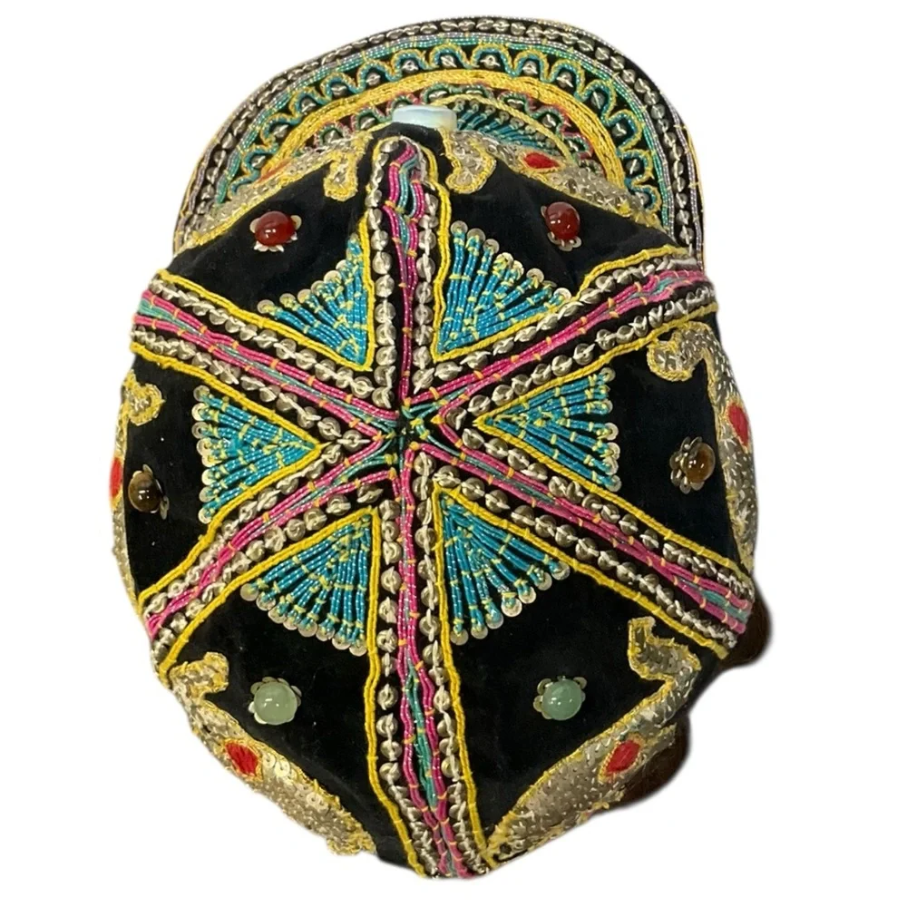 🐘🔥 Vintage Hand-Embroidered Elephant Sequin‎ Hat — One of a Kind